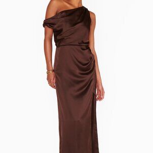 SHOW ME YOUR MUMU Jodie Chocolate Luxe Satin Dress